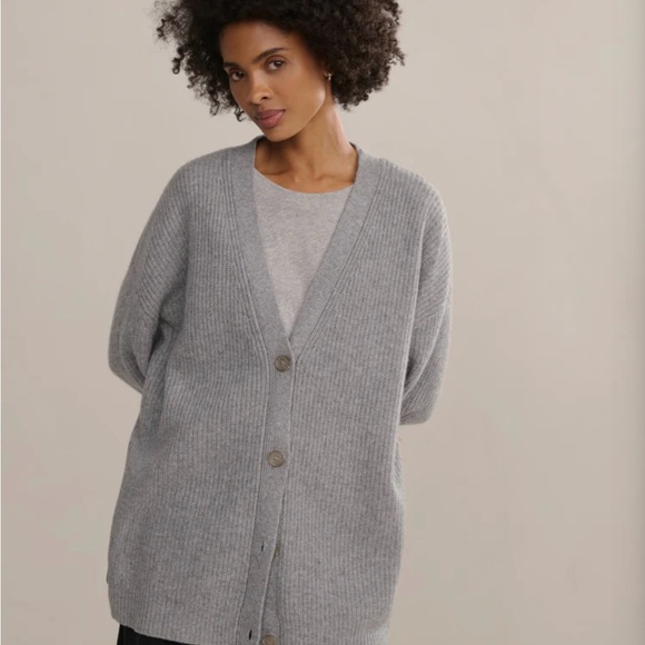 Jenni Kayne Gray Cocoon Cashmere Cardigan - Picture 1 of 8